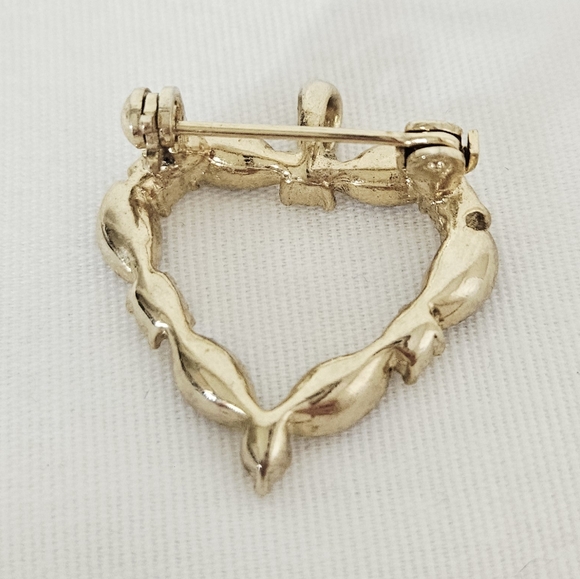 Amethyst Purple Rhinestone Heart Brooch / Pendant - Picture 3 of 3